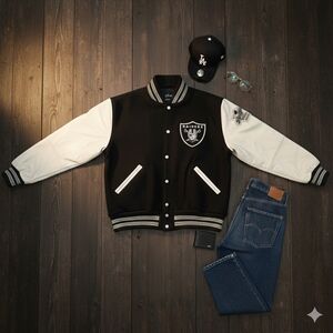 ​Rare Vintage 1980s DeLONG Los Angeles Raiders Varsity Jacket - Size 50